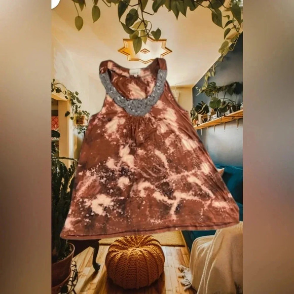 Women’s Large Upcycled Beaded Tank Top Grunge Gothic Boho‎ Cyberpunk Clubwear - Picture 2 of 16